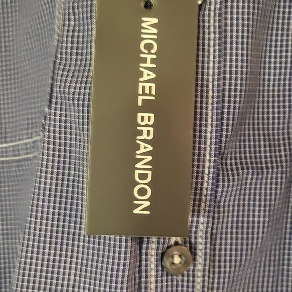 NWT-MICHAEL BRANDON MENS DARK BLUE CASUAL DRESS UP SHIRT - Picture 6 of 7